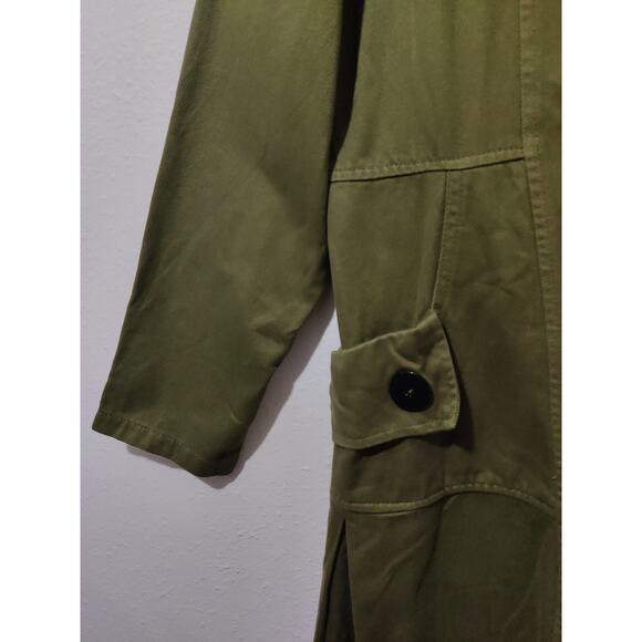 CMC By Color Me Cotton Green Trench Single Breasted Utility Cargo Jacket Size S - Picture 8 of 11
